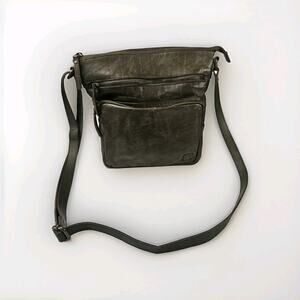 Wise Owl Genuine Leather Crossbody Handbag Purse Olive Green Boho Western